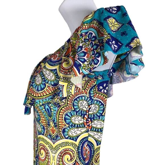 TRINA TURK Ruffle Bandeau One Piece Swimsuit Floral Print Size 8 - Picture 4 of 12